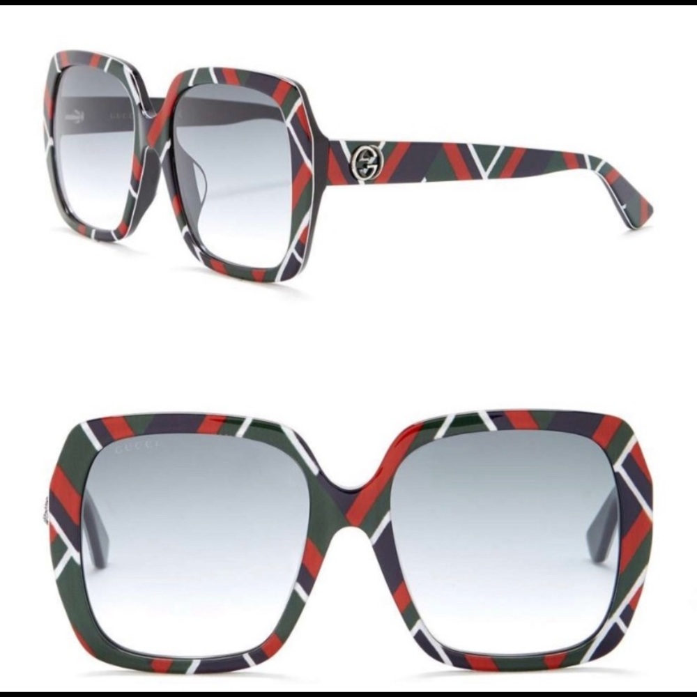 Authentic Gucci 55m plaid Acetate Square Sunglasse - Picture 7 of 8